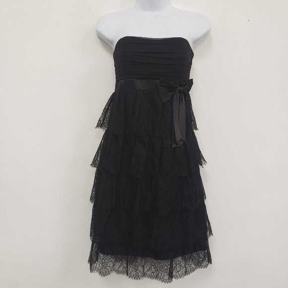 Vintage Shelli Segal Laundry Womens Whimsigoth Y2K Mini Dress Size 2 Black‎ Lace - Picture 1 of 14